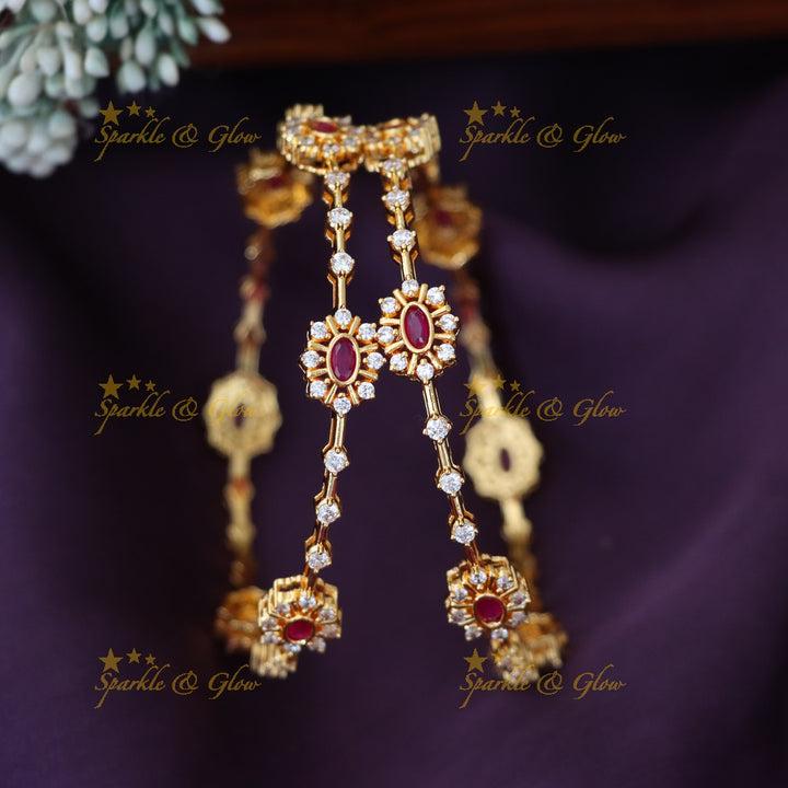 Elegant Ruby & Diamond Bangles for Festive Glamour