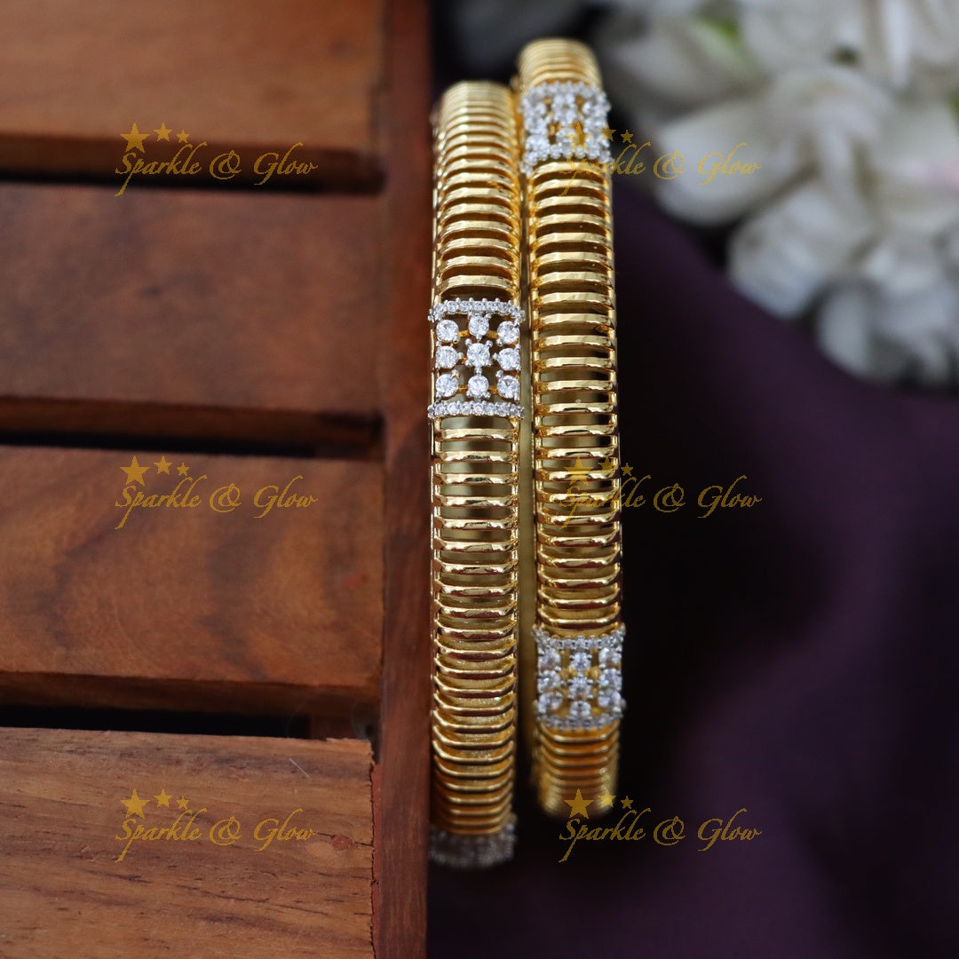 Exquisite Gold American Diamond Bangle - Festive Elegance