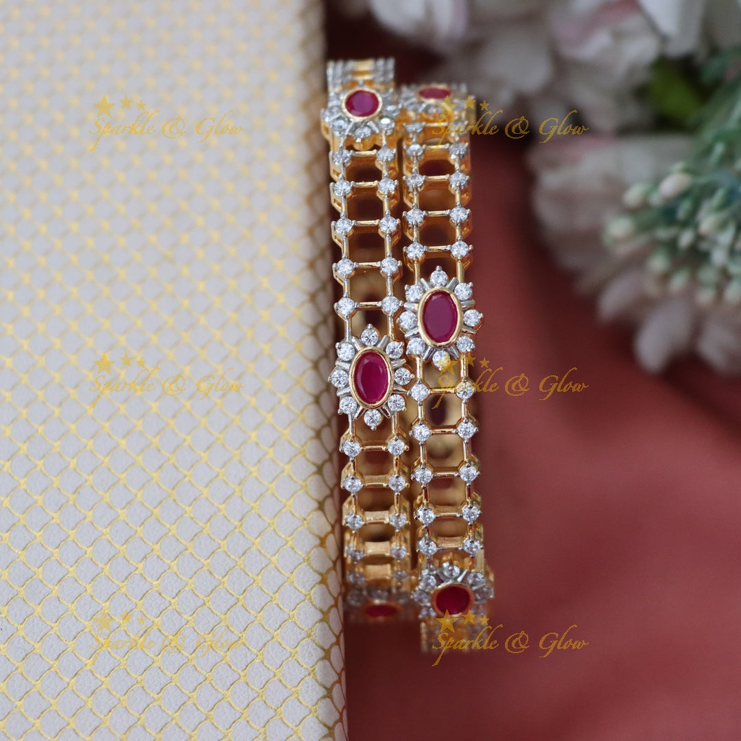 Elegant Ruby & American Diamond Bangle for Weddings