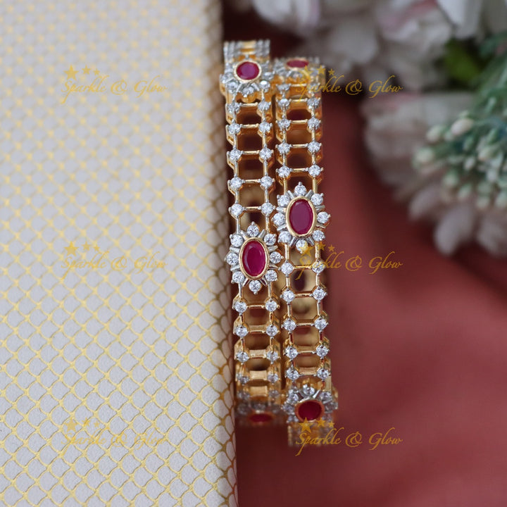 Elegant Ruby & American Diamond Bangle for Weddings
