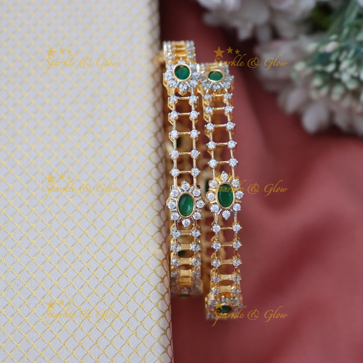 Elegant Ruby & American Diamond Bangle for Weddings