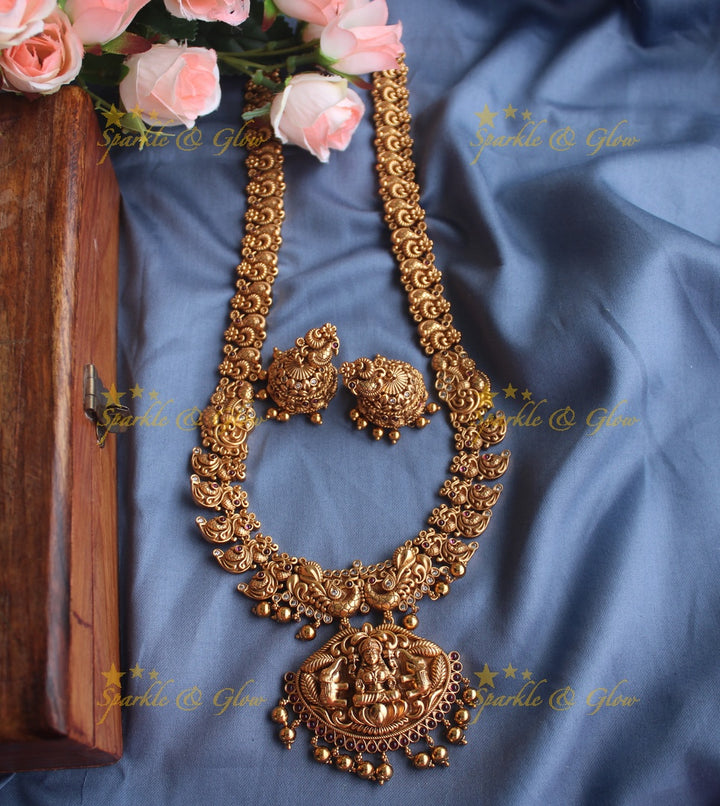 Gold alike Lakshmi Mango long necklace