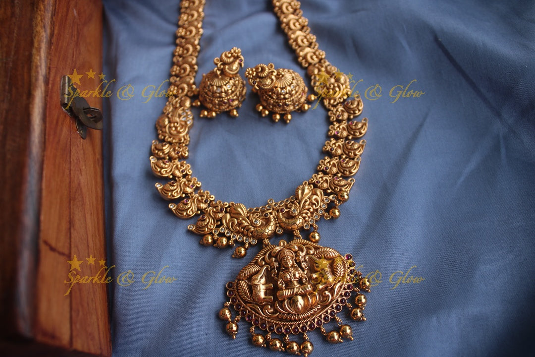 Gold alike Lakshmi Mango long necklace