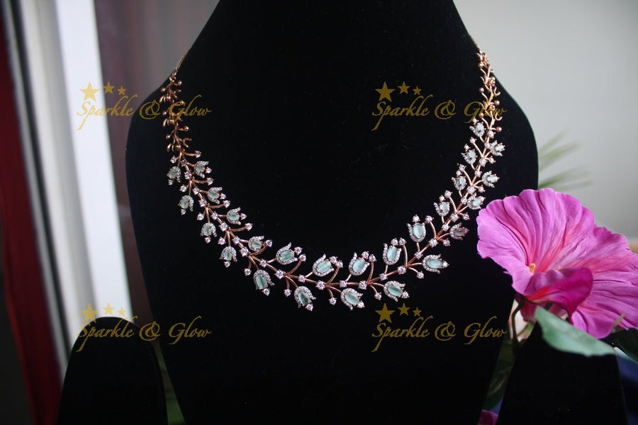 Rose gold Ad stones statement necklace - Sparkle and Glow - Back Thread - 