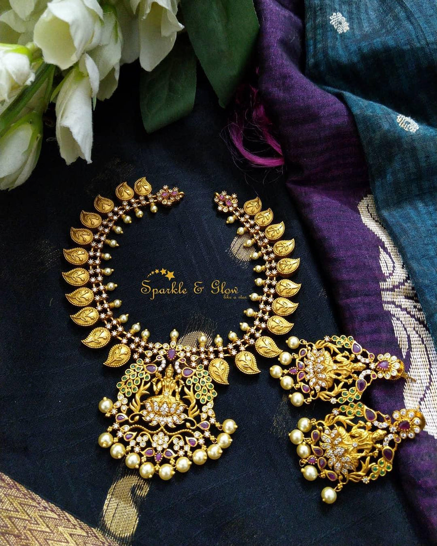 Classy mango lakshmi necklace - Sparkle and Glow