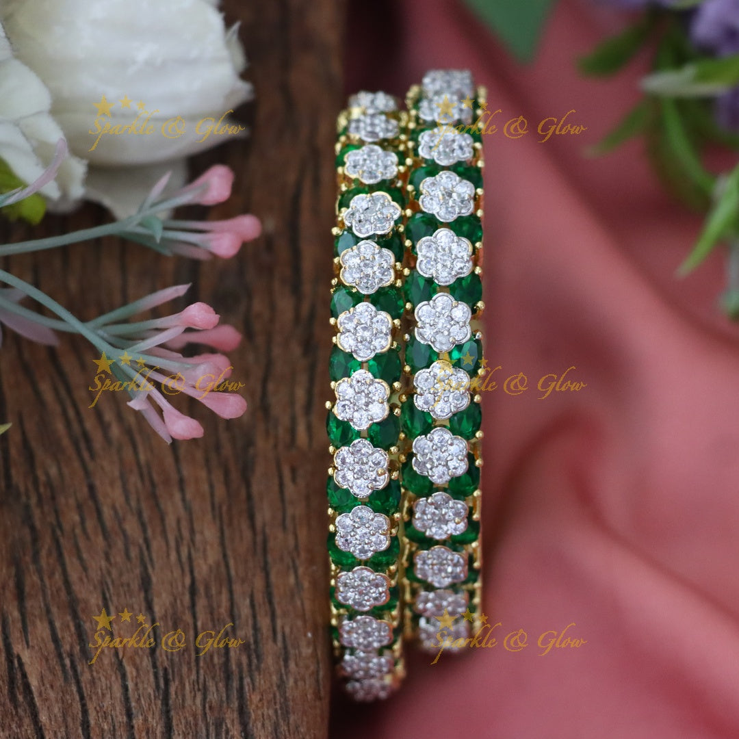 Exquisite Gold-Plated Bangles with Blue Diamonds