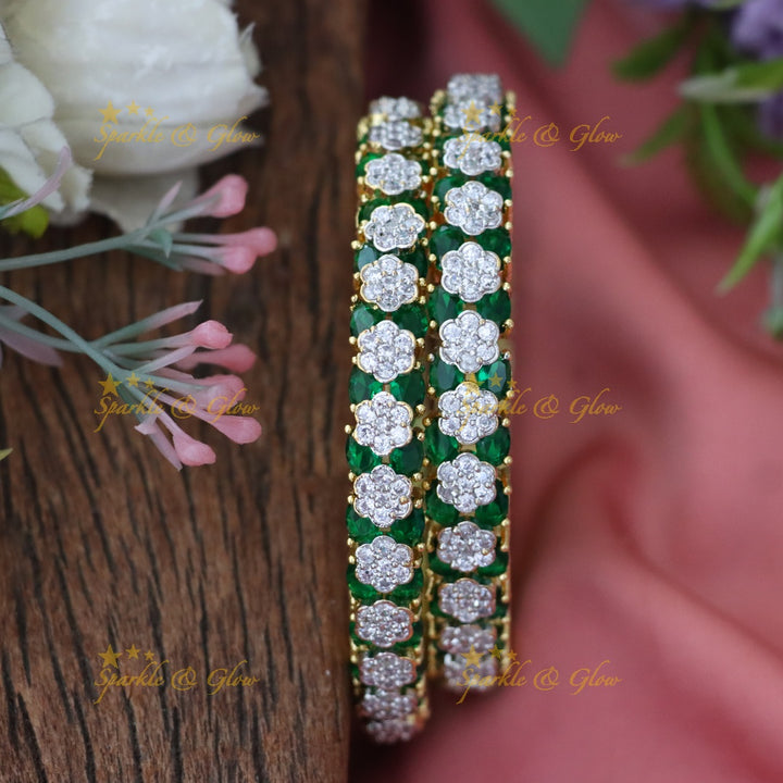Exquisite Gold-Plated Bangles with Blue Diamonds