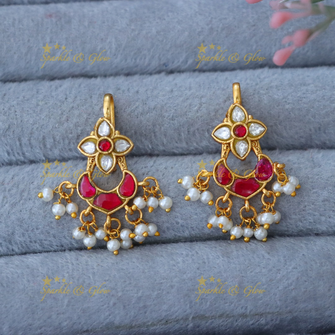 Meenakari Bugadi Pearl Drop Kundan Earrings