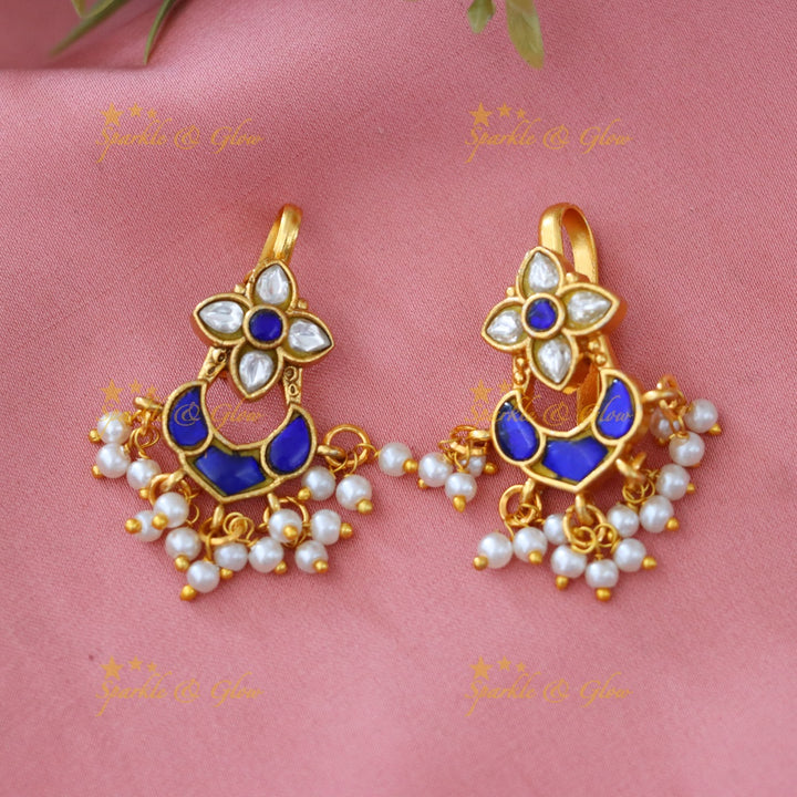 Meenakari Bugadi Pearl Drop Kundan Earrings
