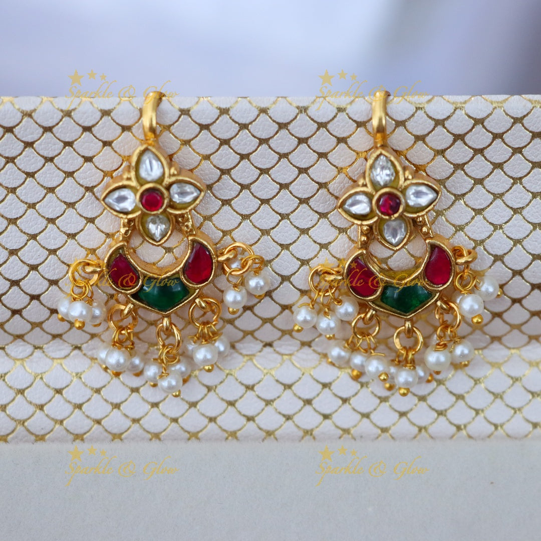 Meenakari Bugadi Pearl Drop Kundan Earrings