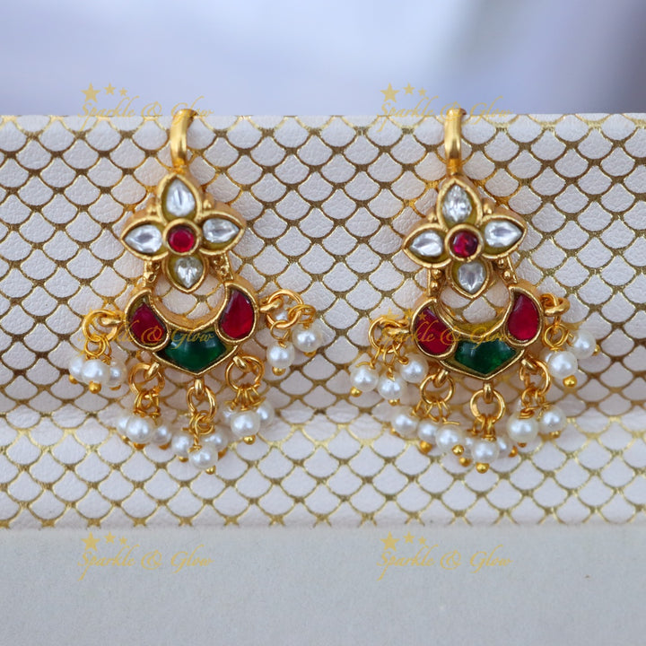 Meenakari Bugadi Pearl Drop Kundan Earrings