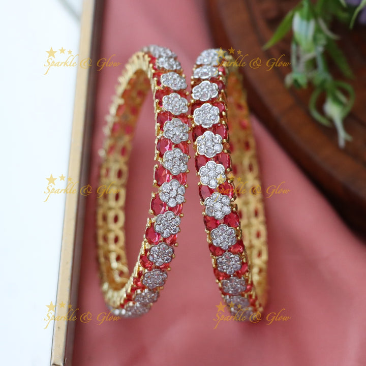 Exquisite Gold-Plated Bangles with Blue Diamonds