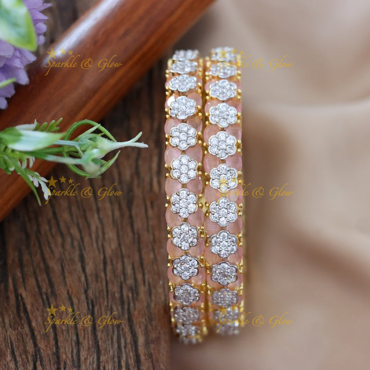 Exquisite Gold-Plated Bangles with Blue Diamonds