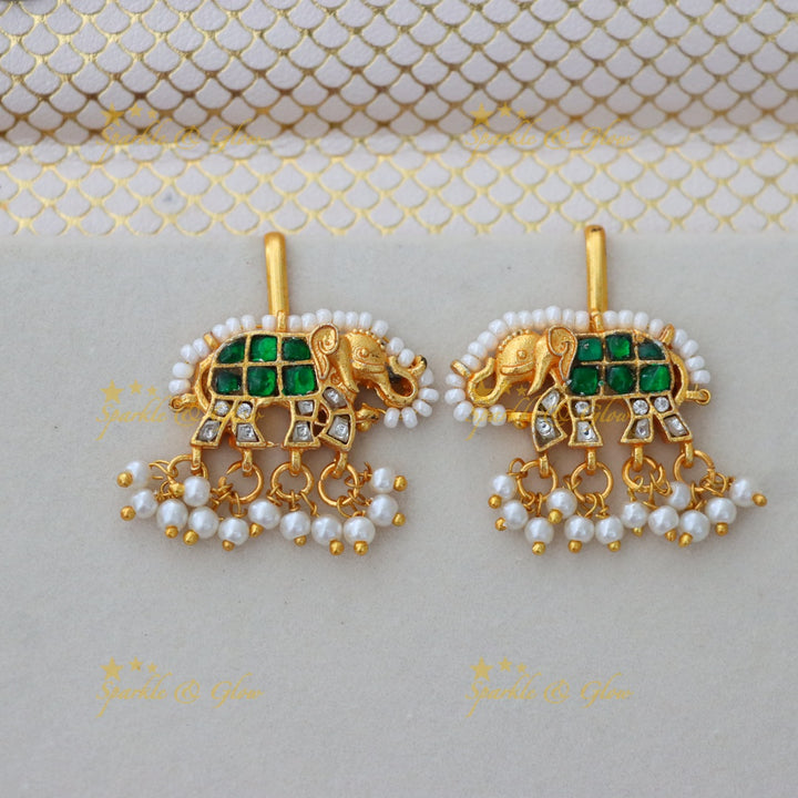 Exquisite Kundan Elephant Earrings - Perfect Festive Style