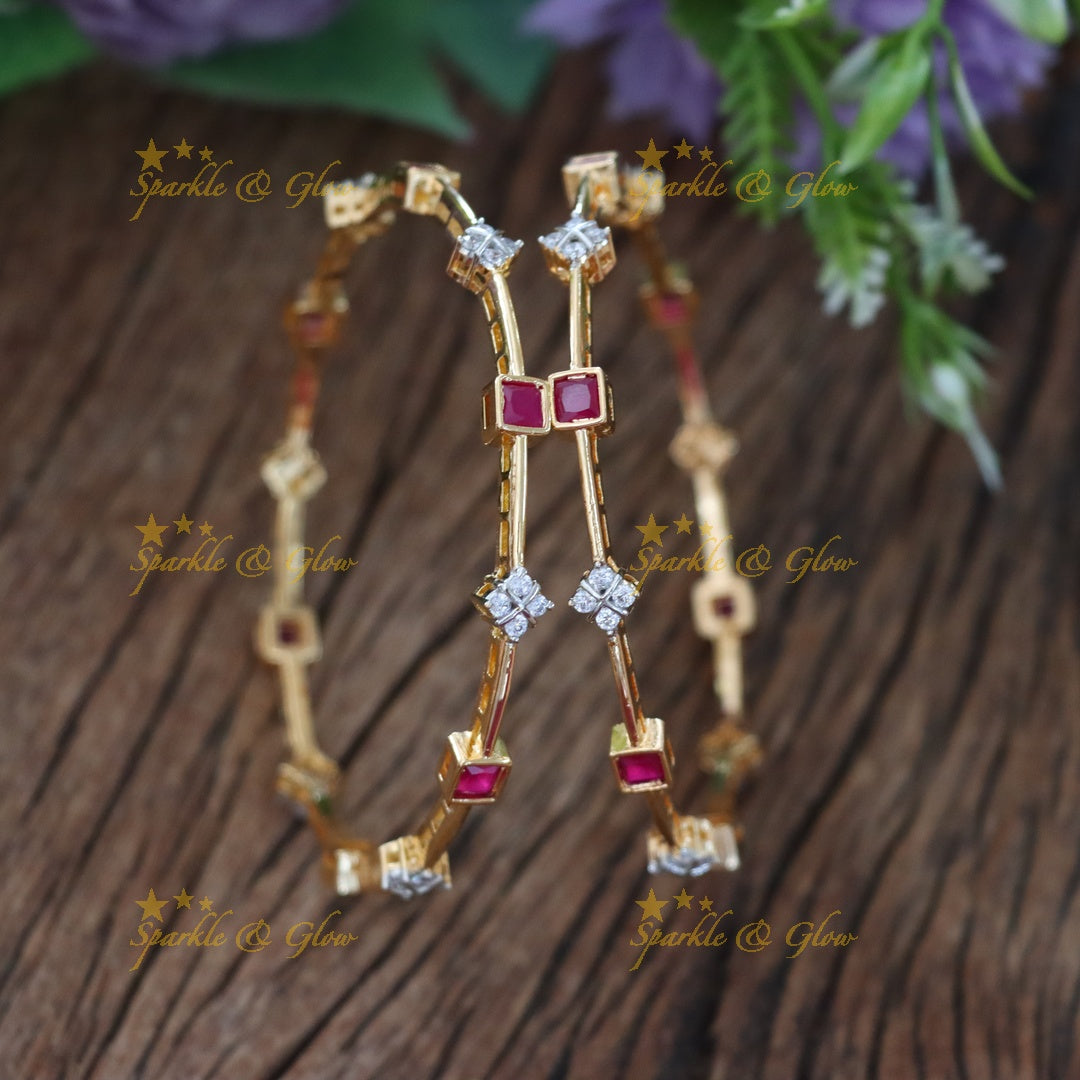 Radiant American Diamond Bangle Set for Weddings