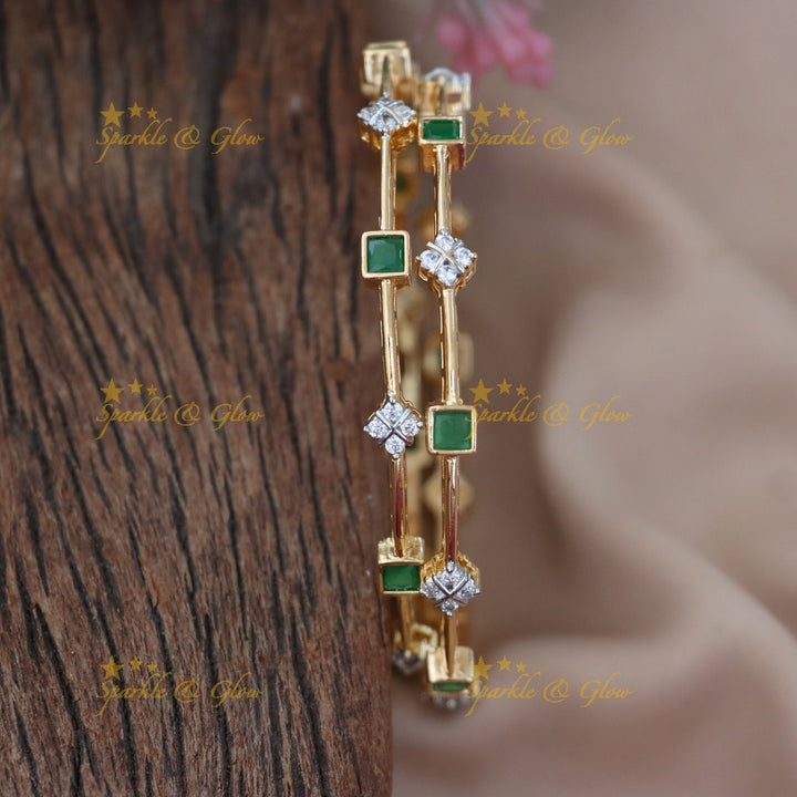 Radiant American Diamond Bangle Set for Weddings
