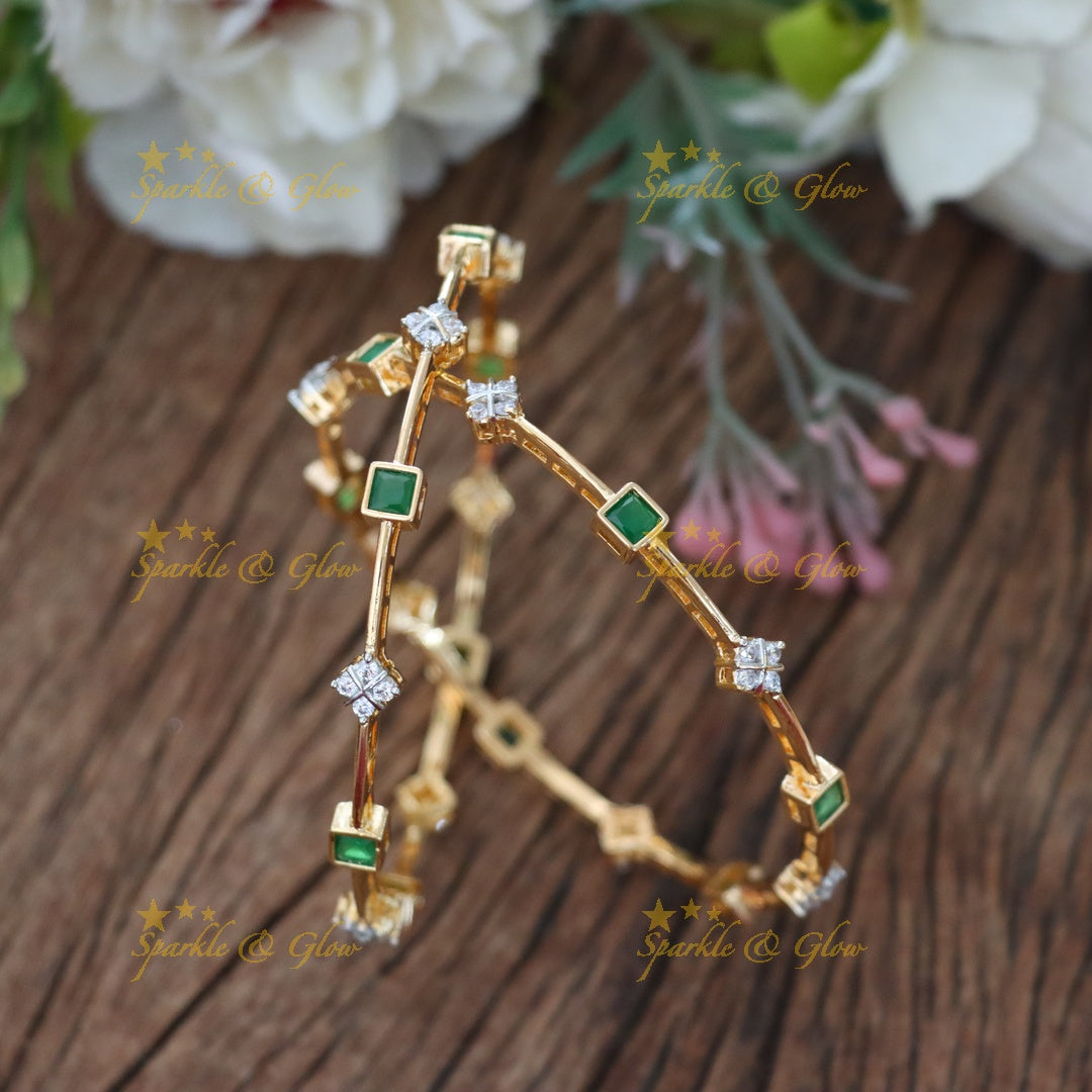 Radiant American Diamond Bangle Set for Weddings