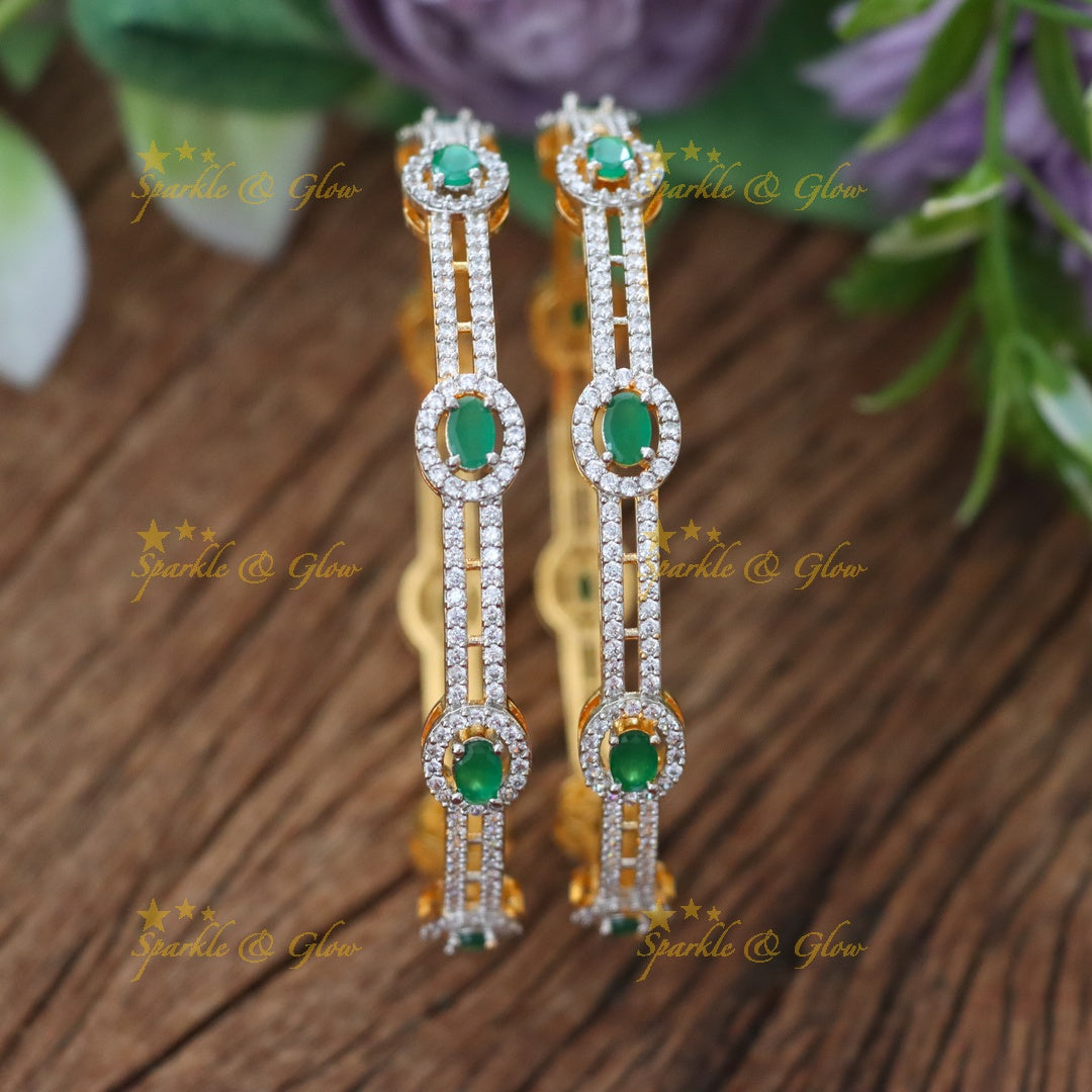 Dazzling Green Diamond Bangles for Weddings
