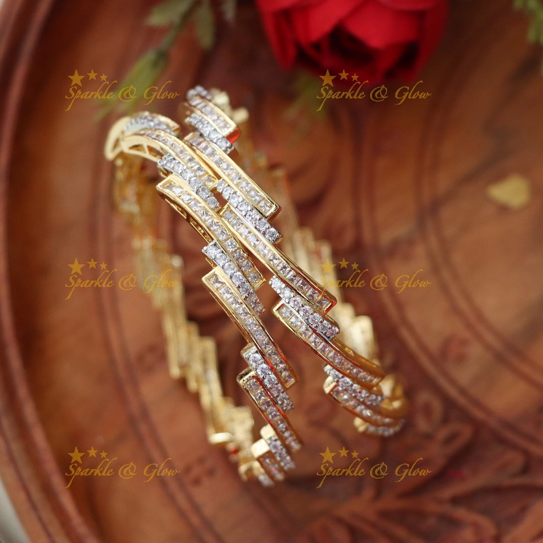 Exquisite Gold-Plated Diamond Bangles - Perfect for Celebrations