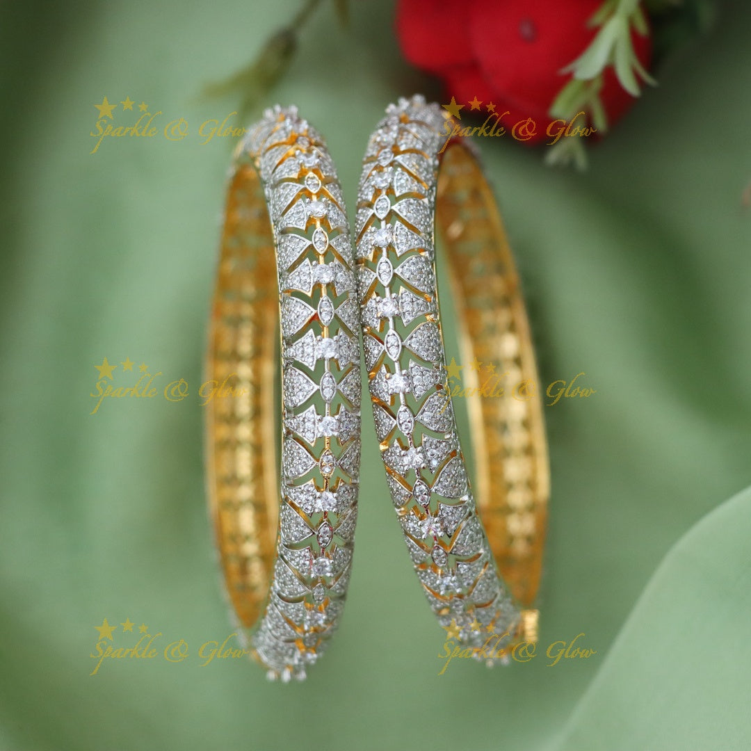 Exquisite American Diamond Screw Bangle Set – Festive Collection