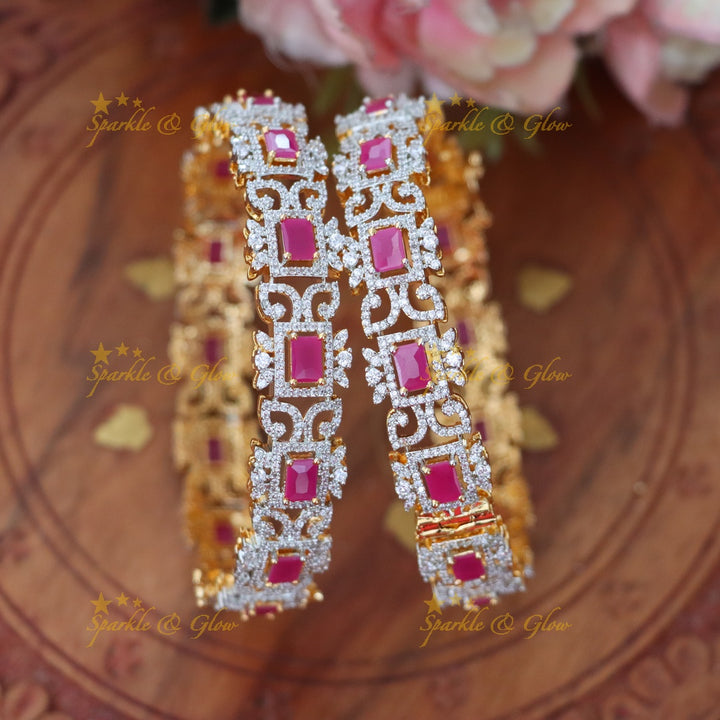 Elegant Green Stone Diamond Bangle for Wedding