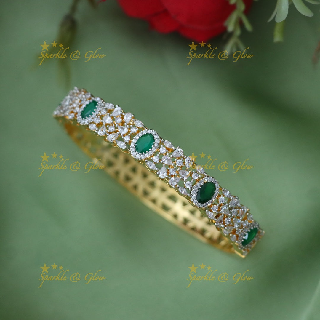 Elegant American Diamond & Emerald Bangle for Weddings