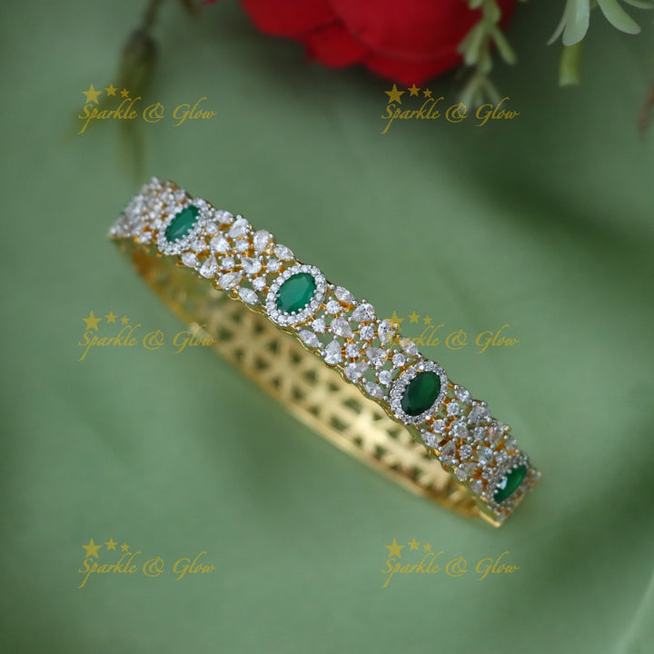 Elegant American Diamond & Emerald Bangle for Weddings