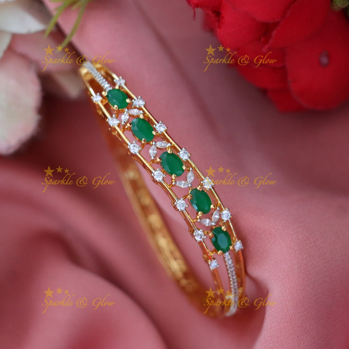 Elegant Green Gemstone Bangle - Perfect for Special Occasions
