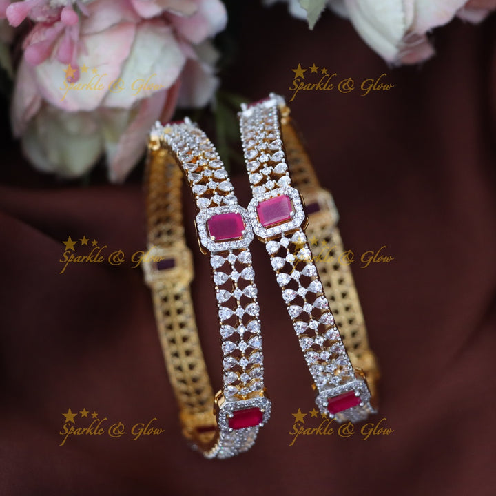 Sparkling American Diamond & Emerald Bridal Bangles