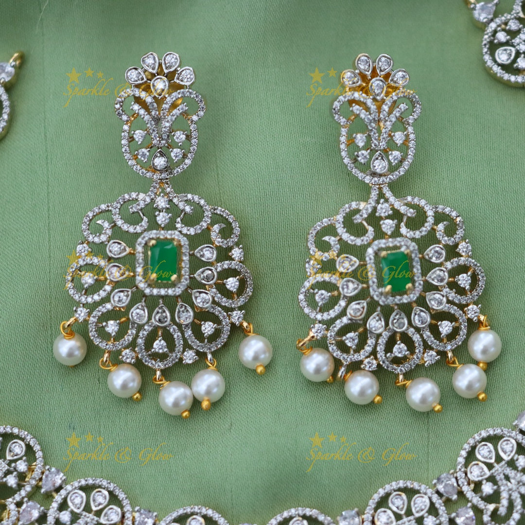 Sparkling American Diamond Necklace Set - Festive Elegance
