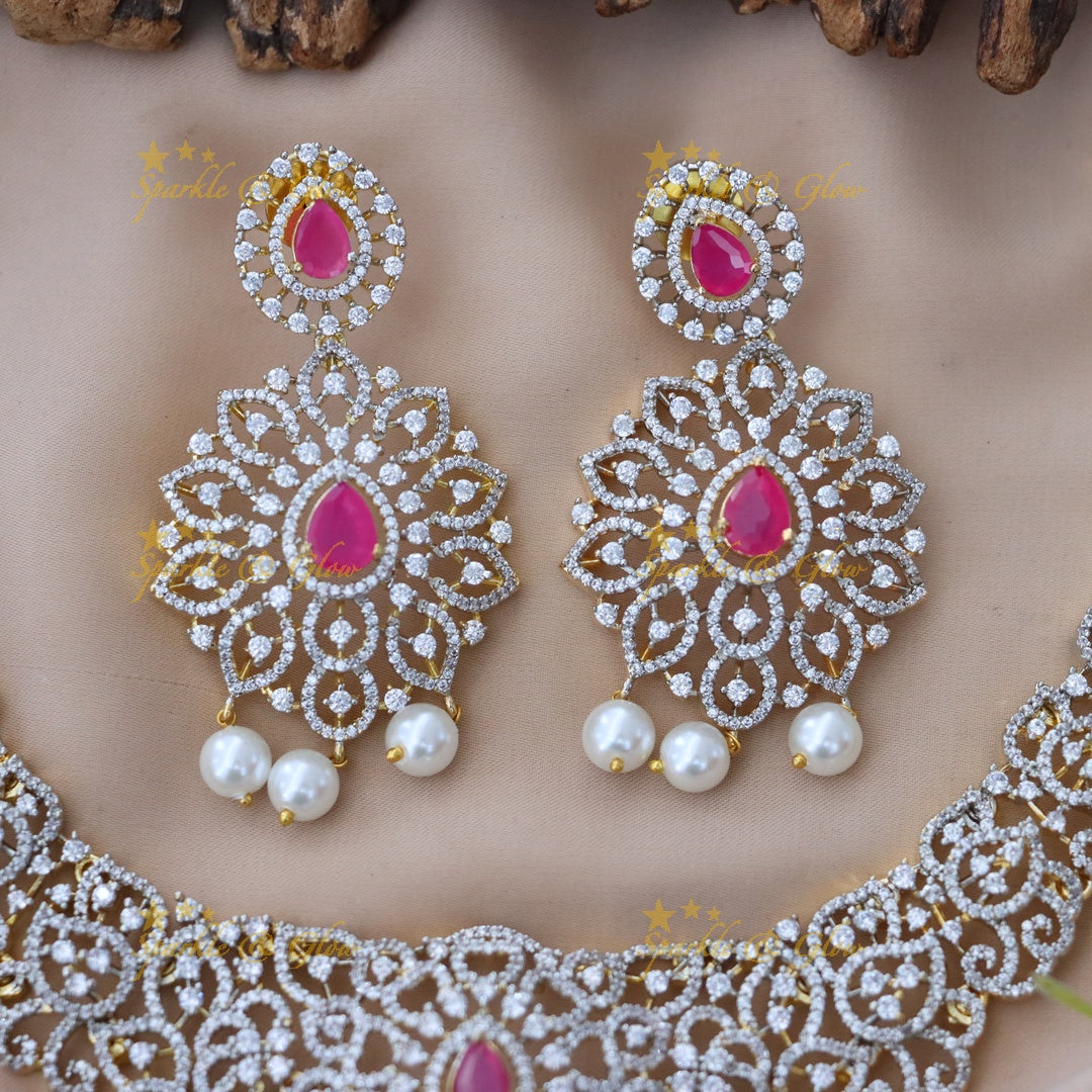 Sparkle & Glow: Elegant American Diamond Necklace Set
