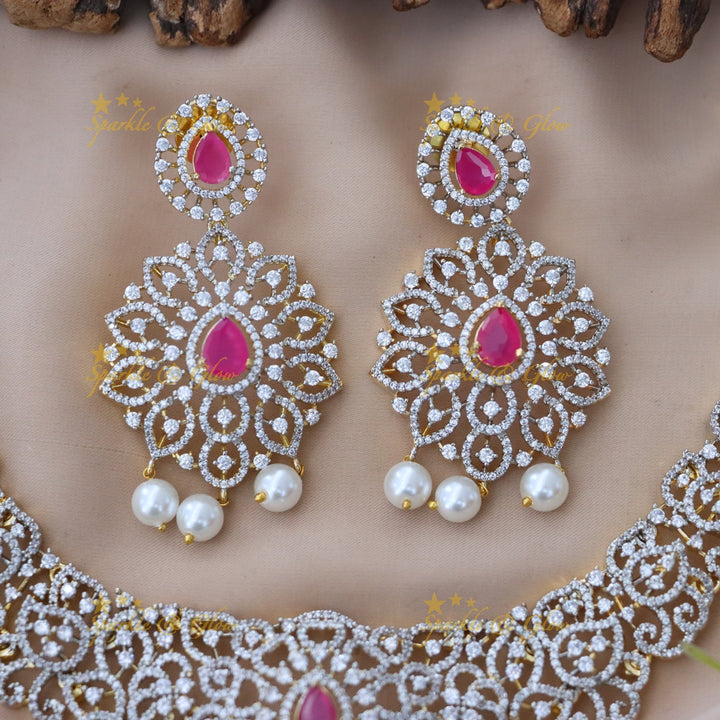 Sparkle & Glow: Elegant American Diamond Necklace Set