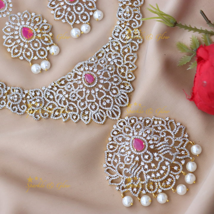 Sparkle & Glow: Elegant American Diamond Necklace Set