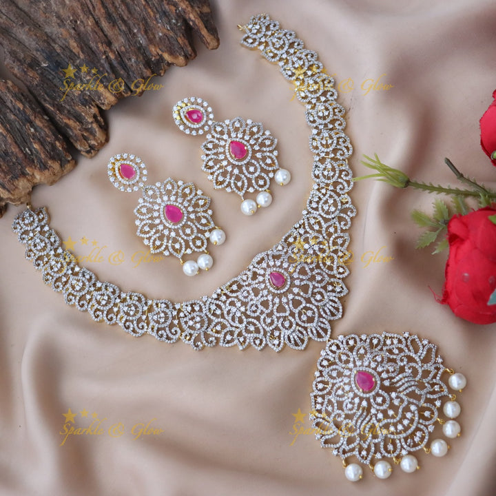 Sparkle & Glow: Elegant American Diamond Necklace Set