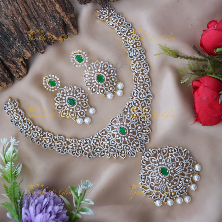 Sparkle & Glow: Elegant American Diamond Necklace Set