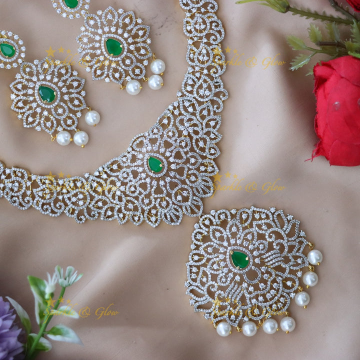 Sparkle & Glow: Elegant American Diamond Necklace Set