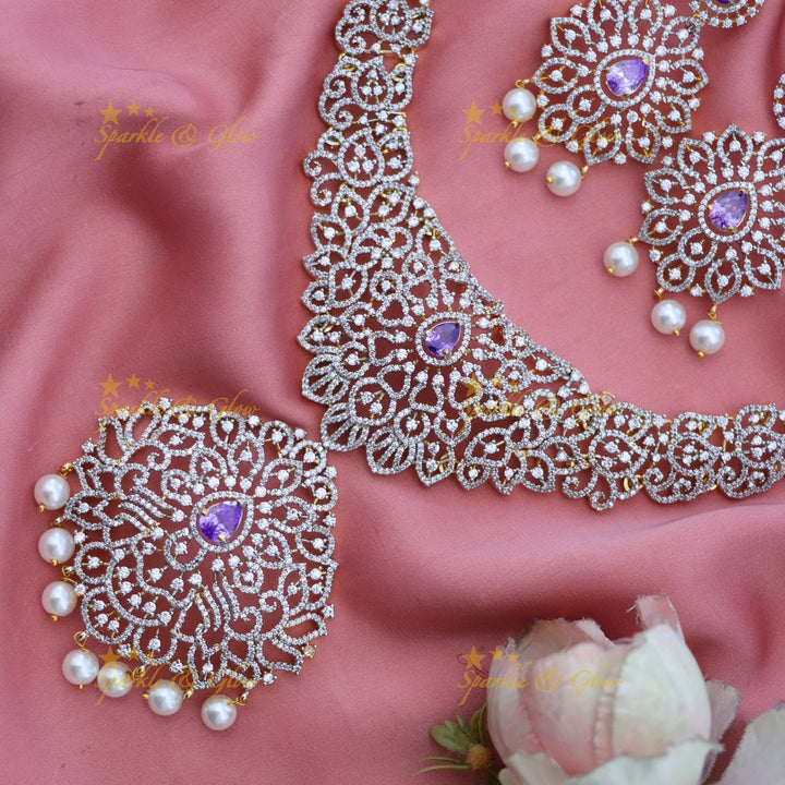 Sparkle & Glow: Elegant American Diamond Necklace Set