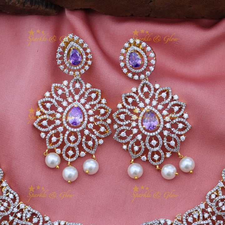 Sparkle & Glow: Elegant American Diamond Necklace Set