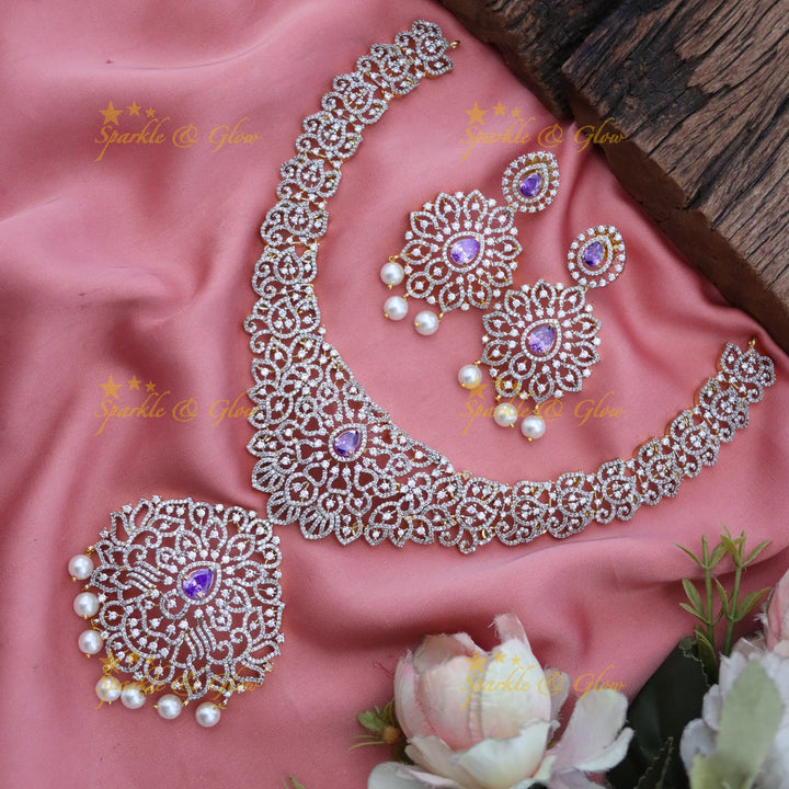 Sparkle & Glow: Elegant American Diamond Necklace Set