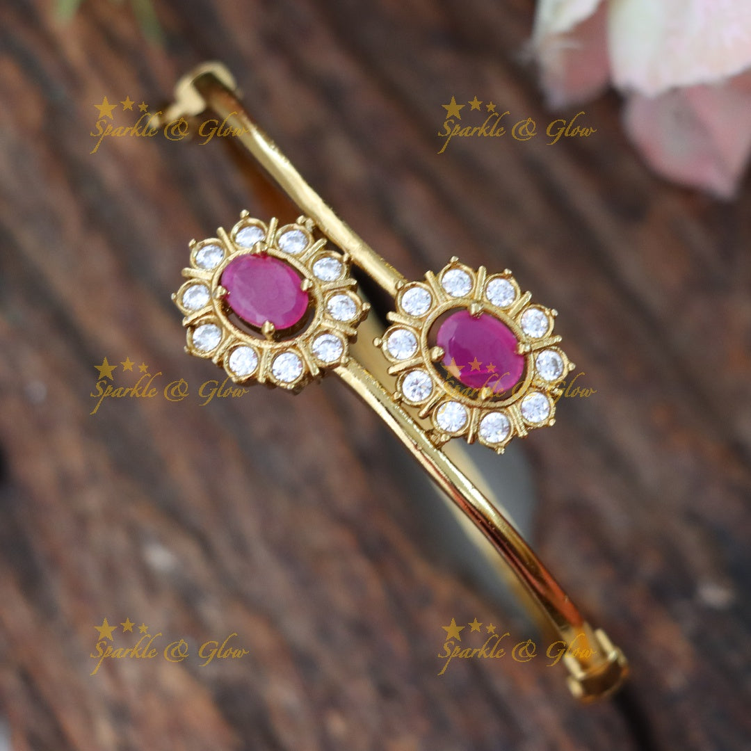 Dazzling Gold-Plated Ruby Crystal Bangle – Sparkle & Glow