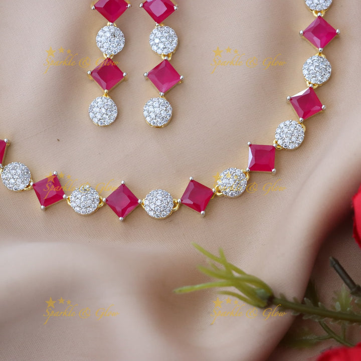Exquisite American Diamond & Emerald Choker Necklace