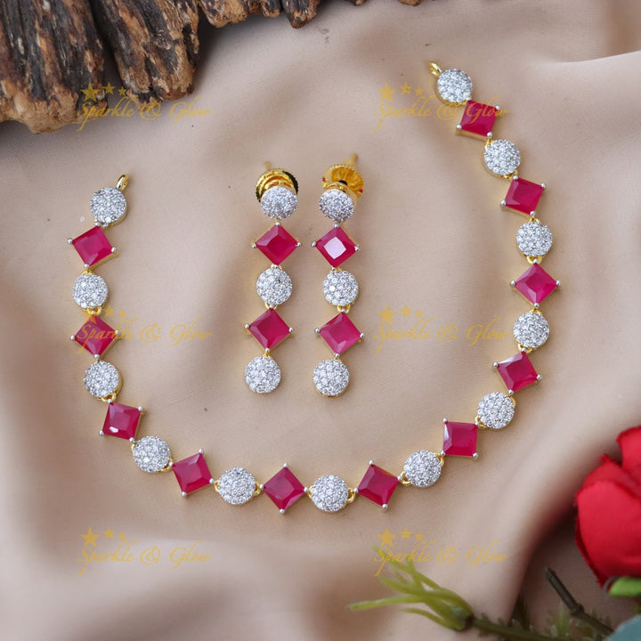 Exquisite American Diamond & Emerald Choker Necklace
