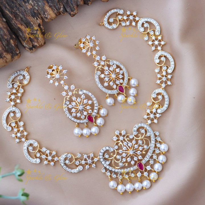 Dazzling American Diamond Necklace Set for Weddings