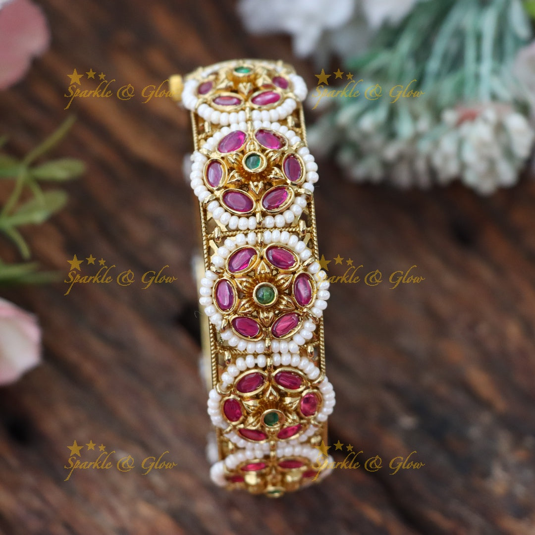 Exquisite Gold-Plated Gemstone Bangle for Weddings