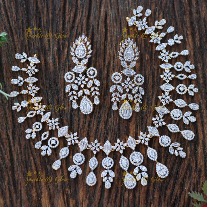 Sparkling American Diamond Bridal Necklace Set for Weddings