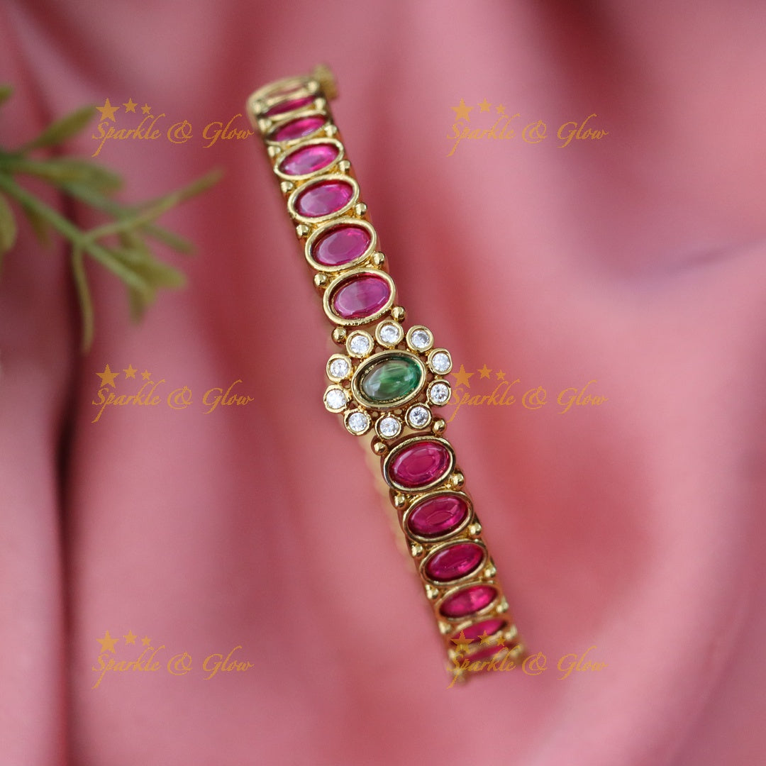 Exquisite Ruby Bangle with Gold Finish - Perfect for Weddings