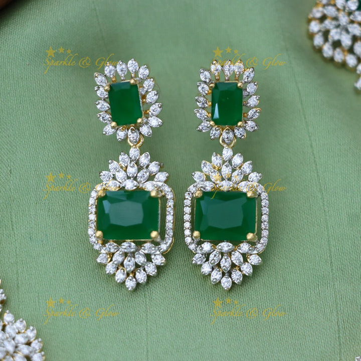 Timeless Green Stone Necklace & Earring Set for Weddings