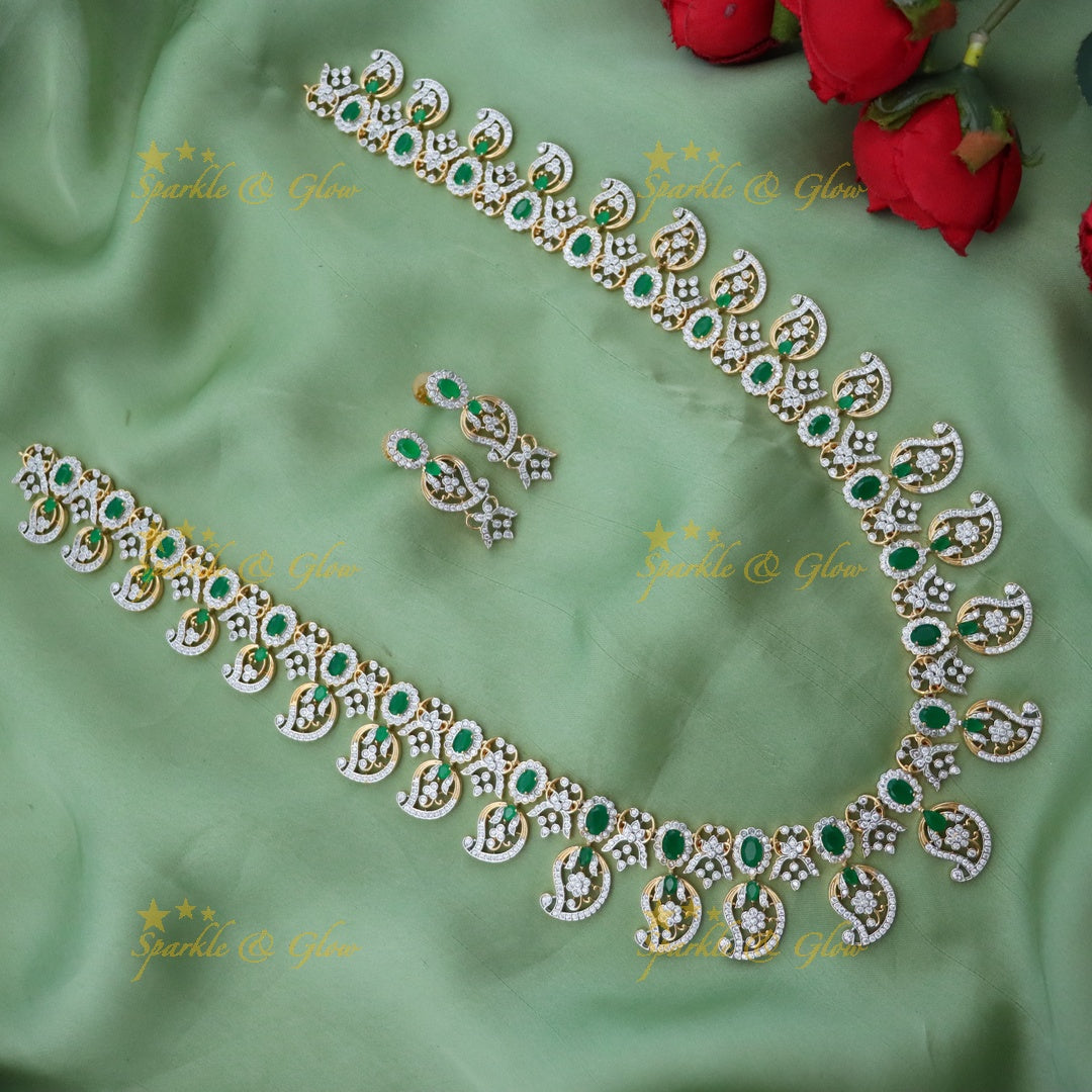 Exquisite Mango Necklace Set with American Diamonds
