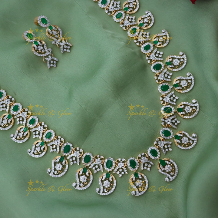 Exquisite Mango Necklace Set with American Diamonds