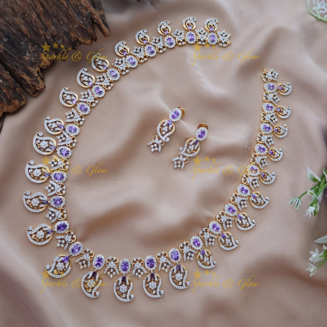 Exquisite Mango Necklace Set with American Diamonds